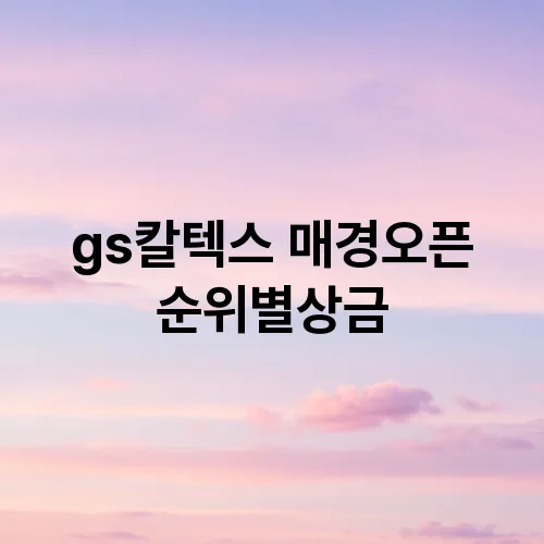 gs칼텍스 매경오픈 순위별상금