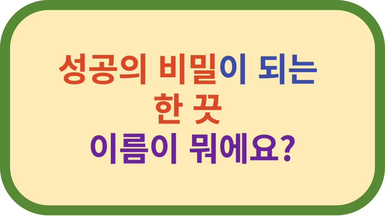 성공의 비밀 오늘의 한 끗 이름