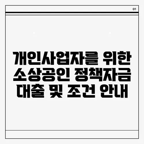 개인사업자를 위한 소상공인 정책자금 대출 및 조건 안내