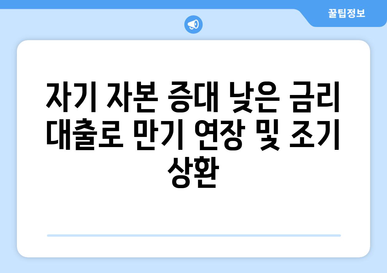 자기 자본 증대 낮은 금리 대출로 만기 연장 및 조기 상환