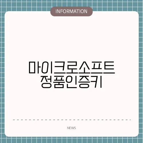 마이크로소프트 정품인증키