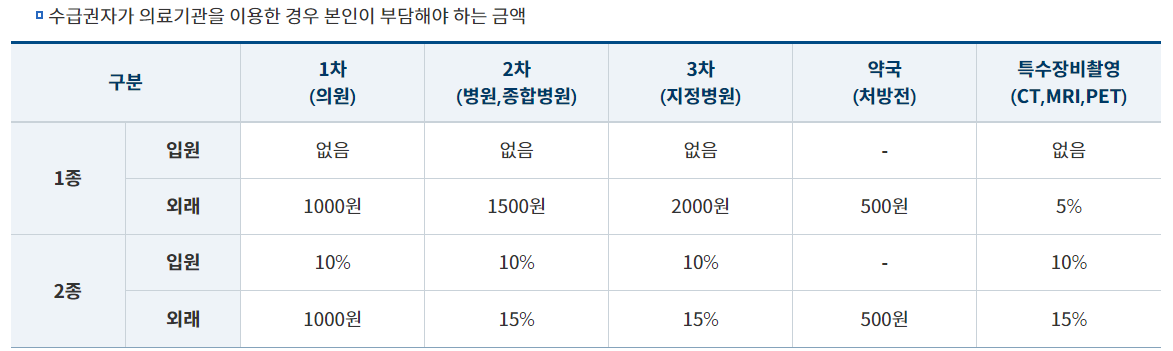 의료급여 본인부담 비용