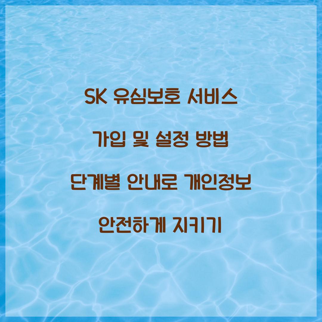 SK 유심보호 서비스 가입 및 설정 방법 단계별 안내