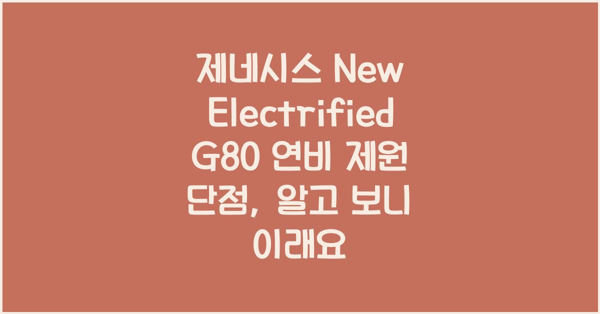 제네시스 New Electrified G80 연비 제원 단점