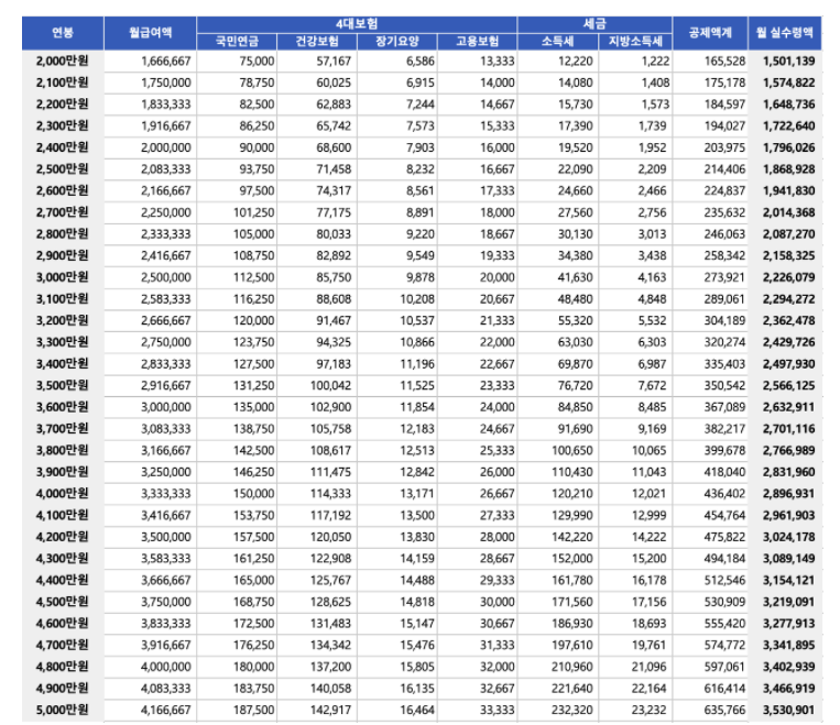 5000만원연봉표