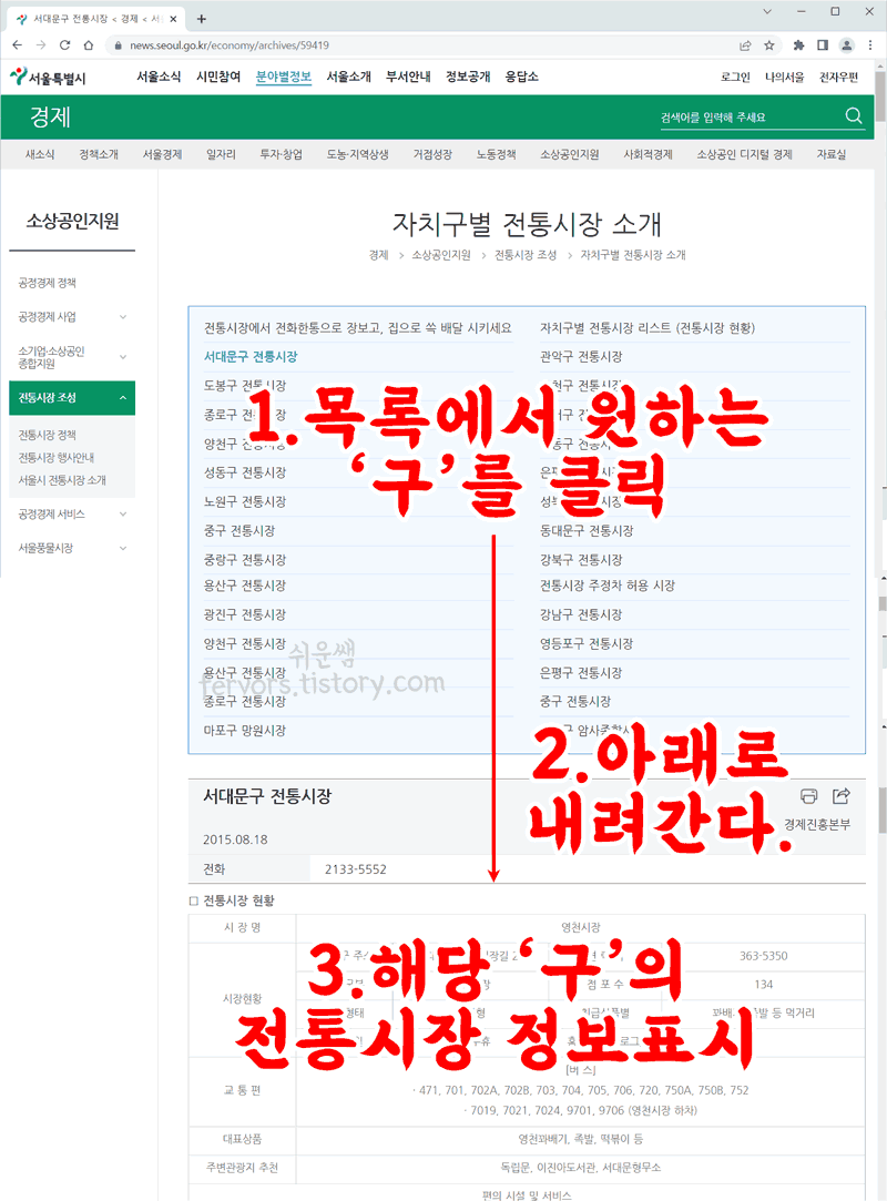 서울시 자치구별 전통시장 소개