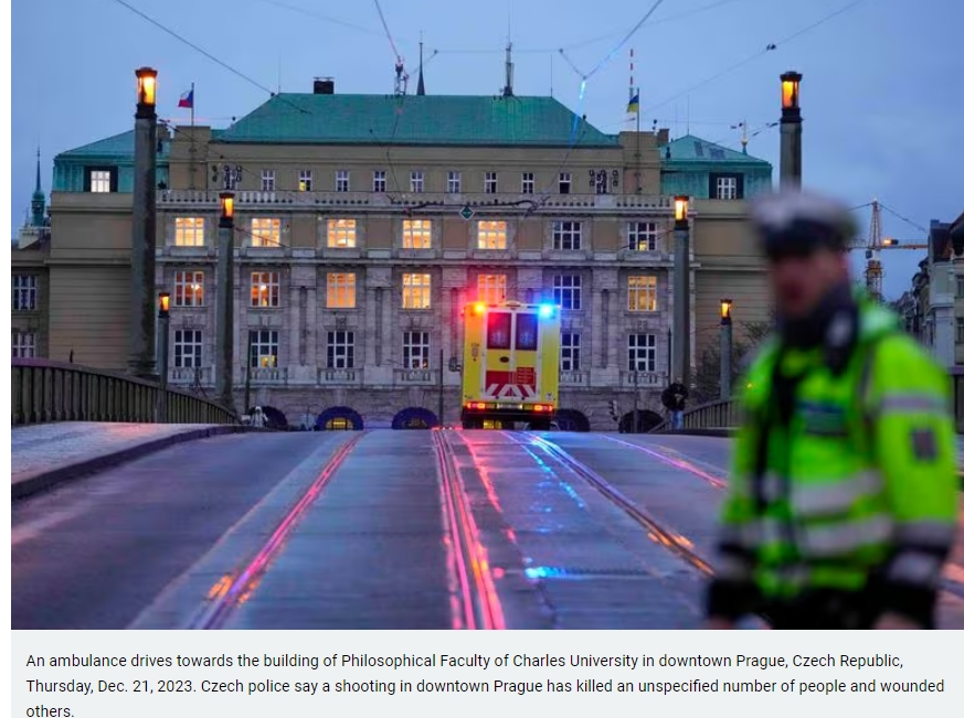 프라하 카렐대에서 총기난사로 최소&nbsp;14명 사망 20여명 부상...사망자 VIDEO: Gunman opens fire in a Prague university&#44; killing 14 people in Czech Republic&rsquo;s worst mass shooting늘어날 듯