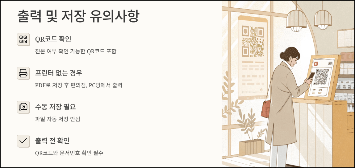 출력 및 저장 시 유의사항