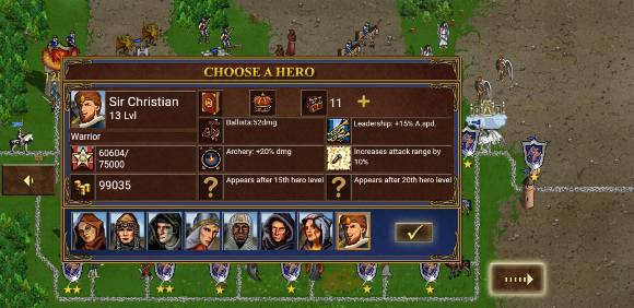 Heroes 3 Tower defense hero selection