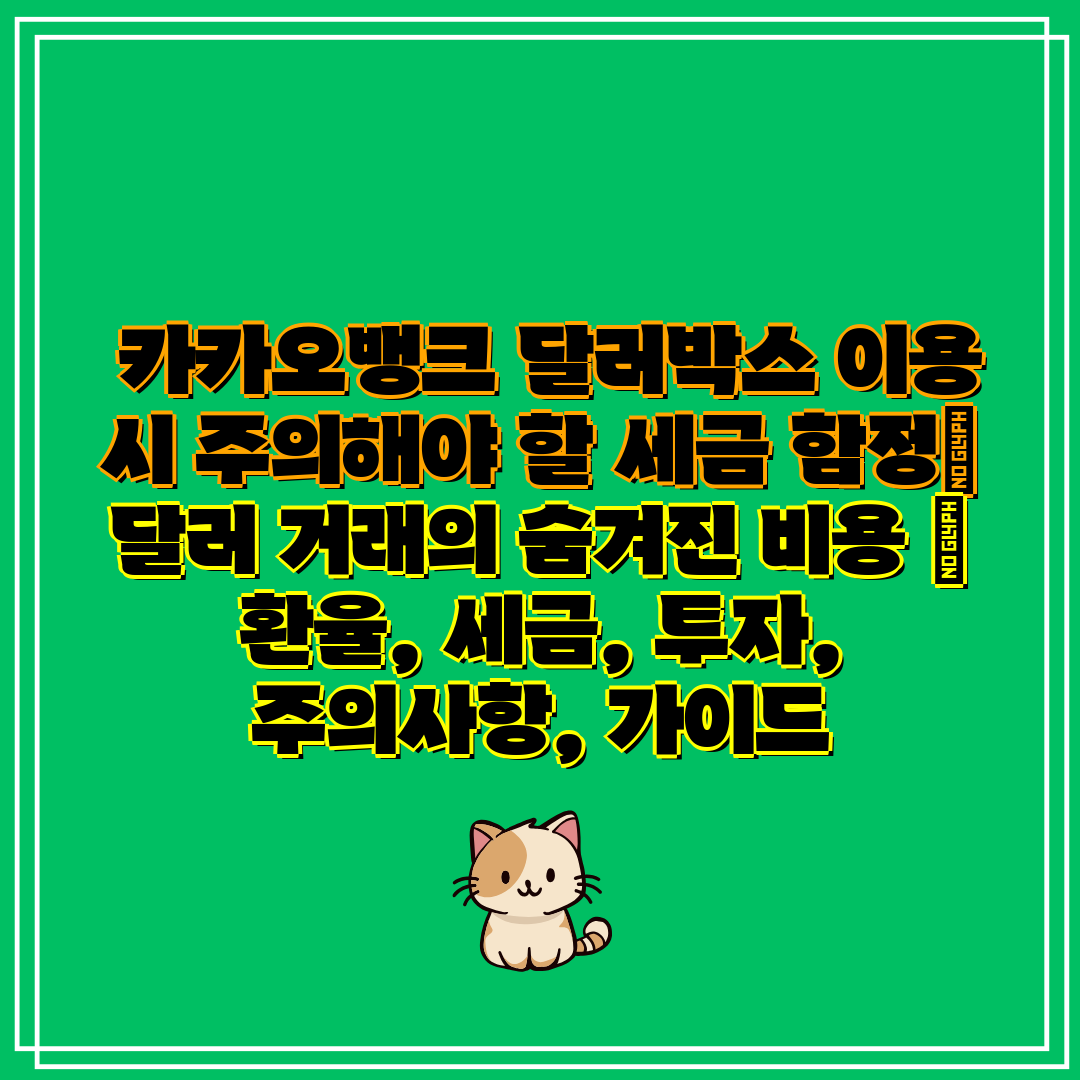  카카오뱅크 달러박스 이용 시 주의해야 할 세금 함정 