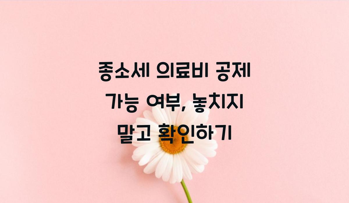 종소세 의료비 공제 가능 여부