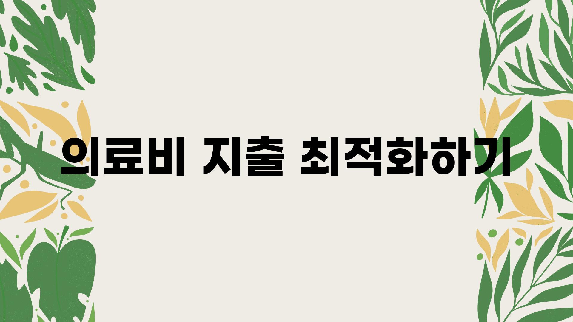 의료비 지출 최적화하기