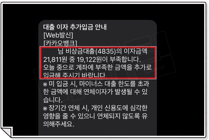 카카오뱅크 비상금대출 이자