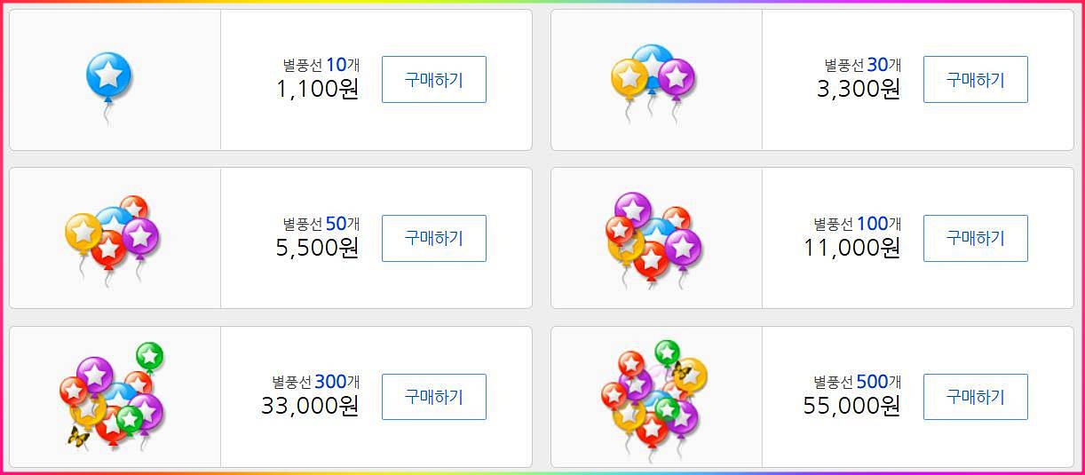  아프리카tv 별풍선 1,10,100,1000,10000개 가격과 수수료 & 별풍선 계산기 활용