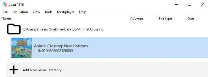 yuzu 에뮬레이터의 Animal Crossing New Horizons 아이콘