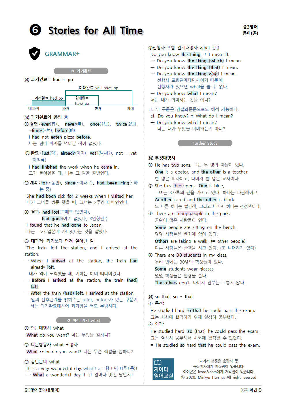 2015개정] 중3영어 동아(윤정미) 06과 (2020)