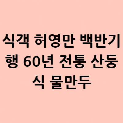  식객 허영만 백반기행 60년 전통 산둥식 물만두 마마수제만두 위치 장소 북한산 짜장면 샐러리