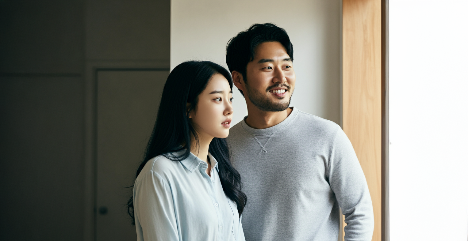 집을 둘러보는 신혼부부