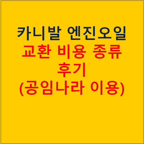 더 뉴 카니발 엔진오일 교환 비용 종류 후기 (공임나라 이용)