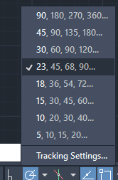 극좌표 각도 트레킹 설정 메뉴 설정 모습