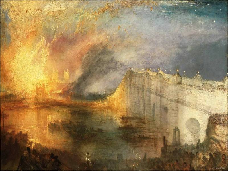 윌리엄 터너&#44; 불타는 국회의사당&#44; 1835