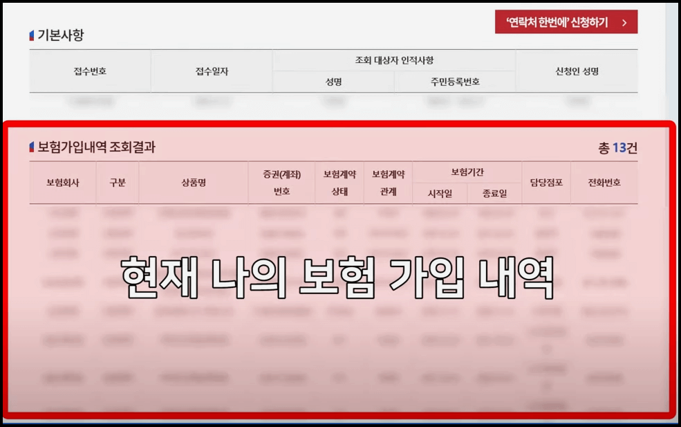 숨은보험은 현재 나의 보험 가입내역