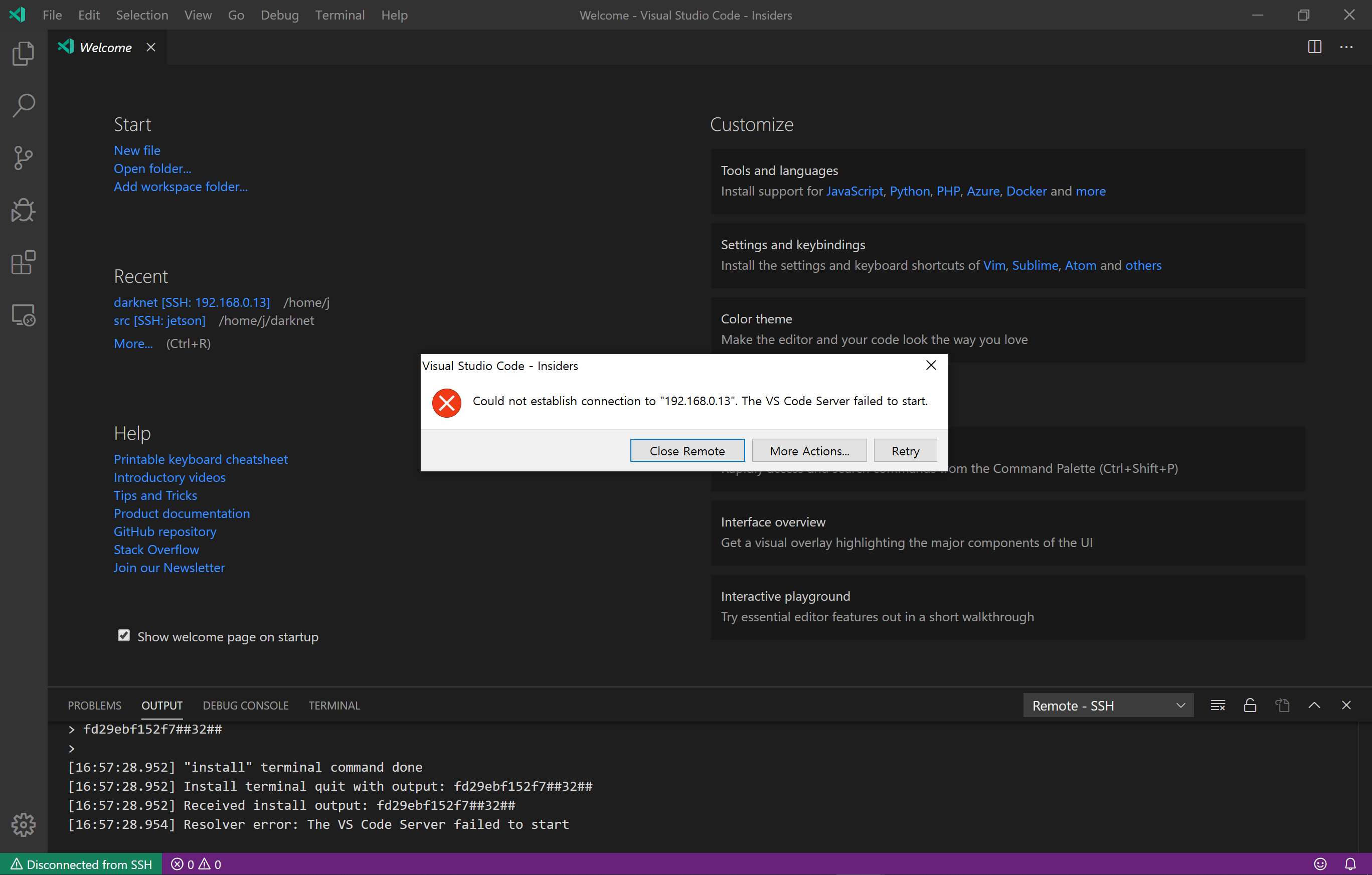 [Solved] Resolver error: The VS Code Server failed to start