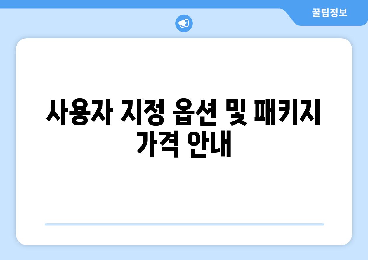 사용자 지정 옵션 및 패키지 가격 공지