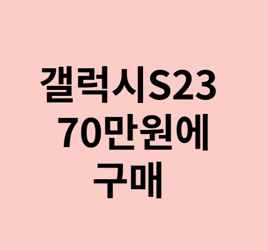 갤럭시S23공시지원금