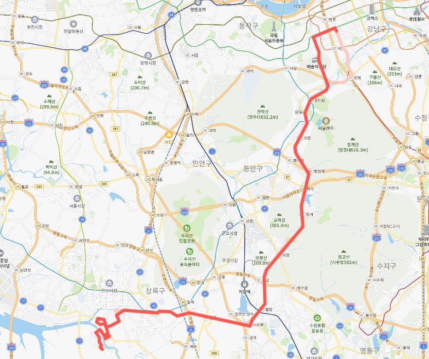  안산 3102번 버스 시간표, 노선정보 안내 :: 화성 세솔동, 안산해양중, 한양대ERICA, 서초역, 강남역, 양재역