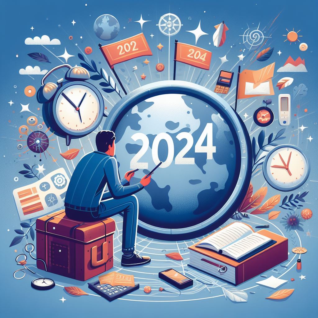 2024년 남자가 새로운 다양한 물건들을 바라보고 있는 이미지