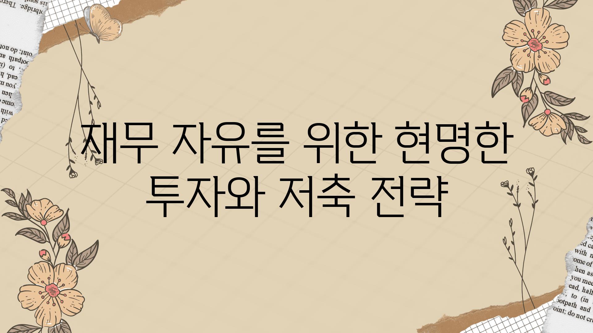 재무 자유를 위한 현명한 투자와 저축 전략