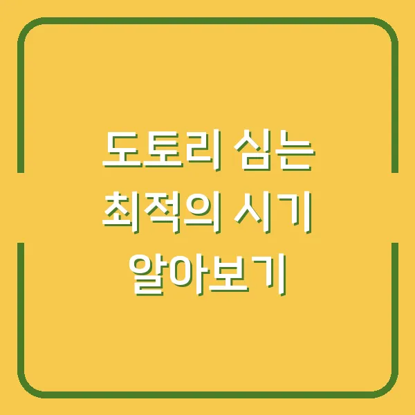 도토리 심는 최적의 시기 알아보기