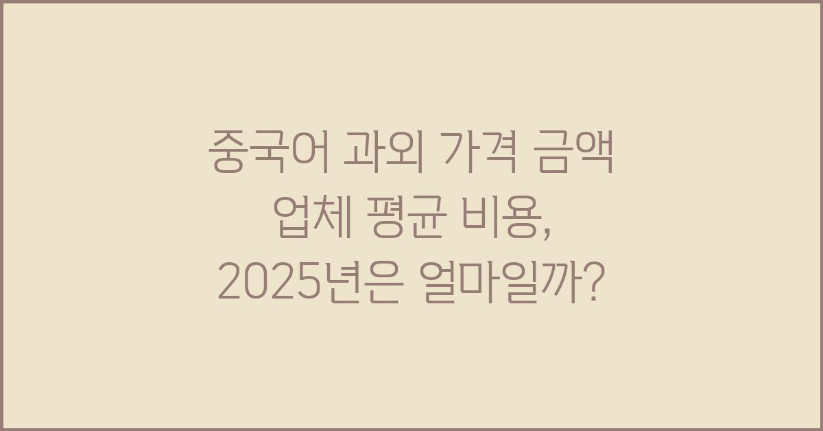 중국어 과외 가격 금액 업체 평균 비용
