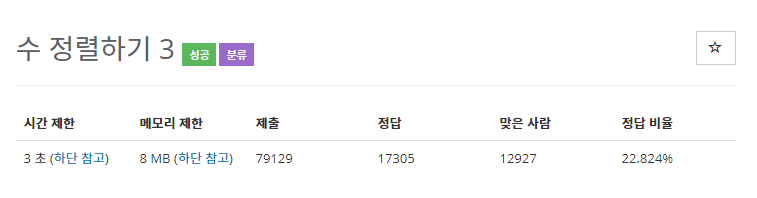  백준 java) 10989번 문제 수 정렬하기 3