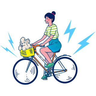 여자가-전기자전거를-타고-있다