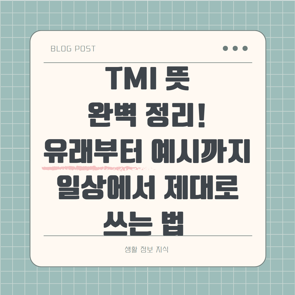 TMI 뜻 완벽하게 유래부터 예시까지 일상에서 제대로 쓰는 법 알아보기