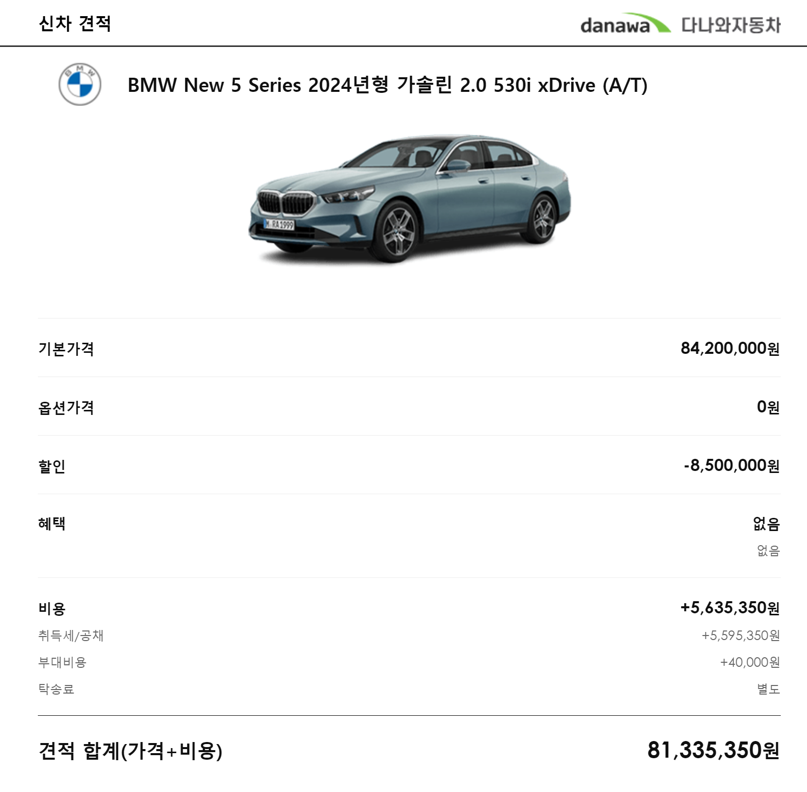 수입차 판매순위 2위 : BMW 5시리즈