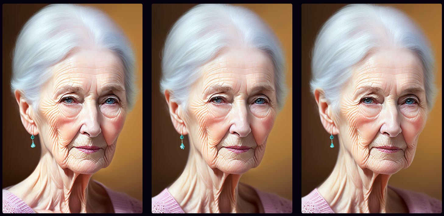 Images of a woman aging from 88 to 86