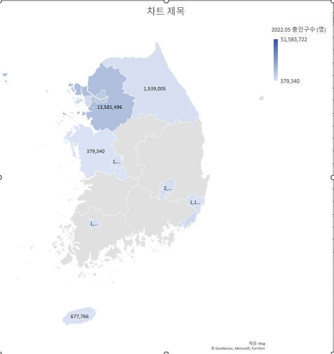 일부 지역만 인구수가 지도에 표시되고 있음