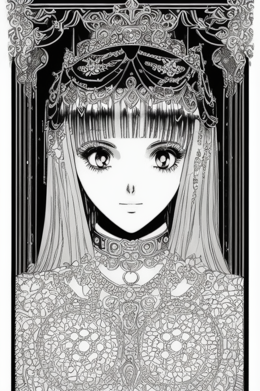 Portrait image of a young princess with Retro Anime filter applied