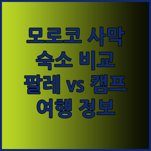 모로코 사막 여행 숙소 고민 끝! 팔