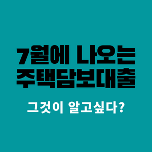  40년 만기, 고정금리, 주택담보대출이 7월에 나온다고 합니다.
