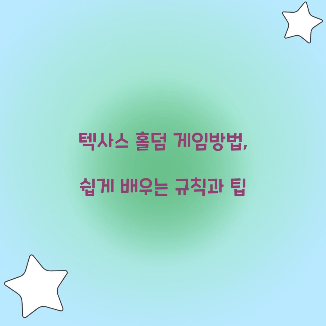 텍사스 홀덤 게임방법