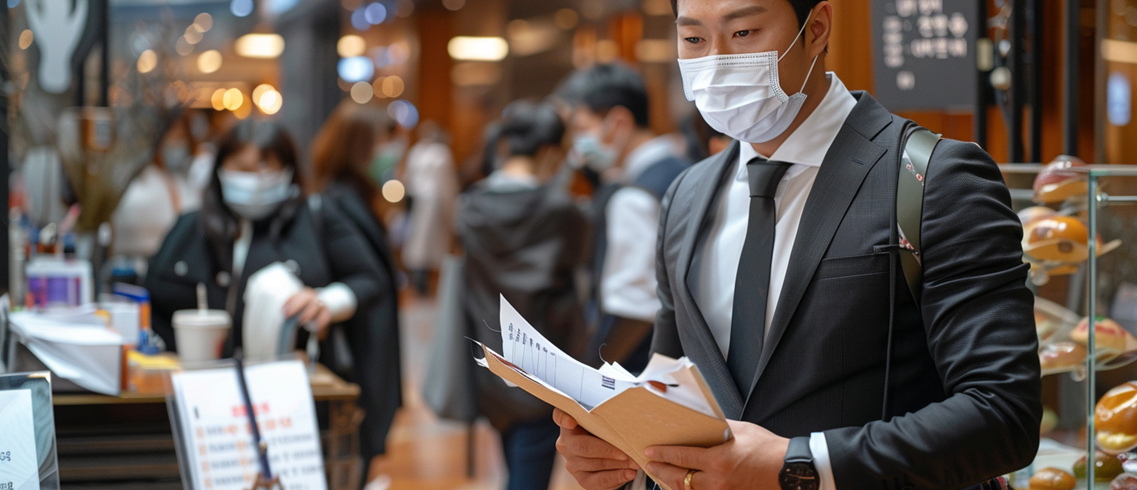 서류를 검토하고 있는 남성