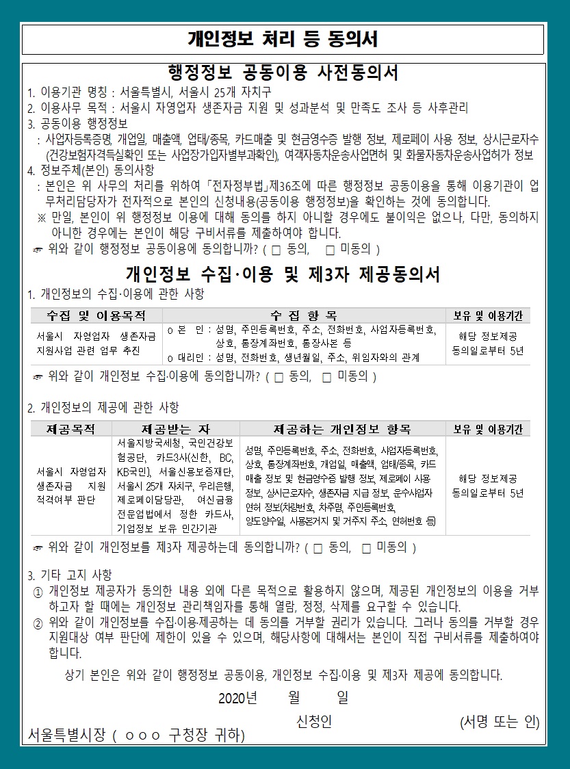 서울시 자영업자 소상공인 생존자금 신청 방법 코로나 19 지원