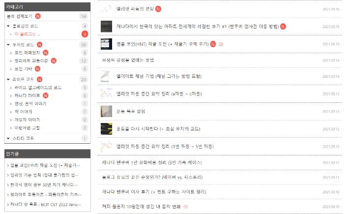  티스토리 초보가 추천하는 스킨 (친효스킨)