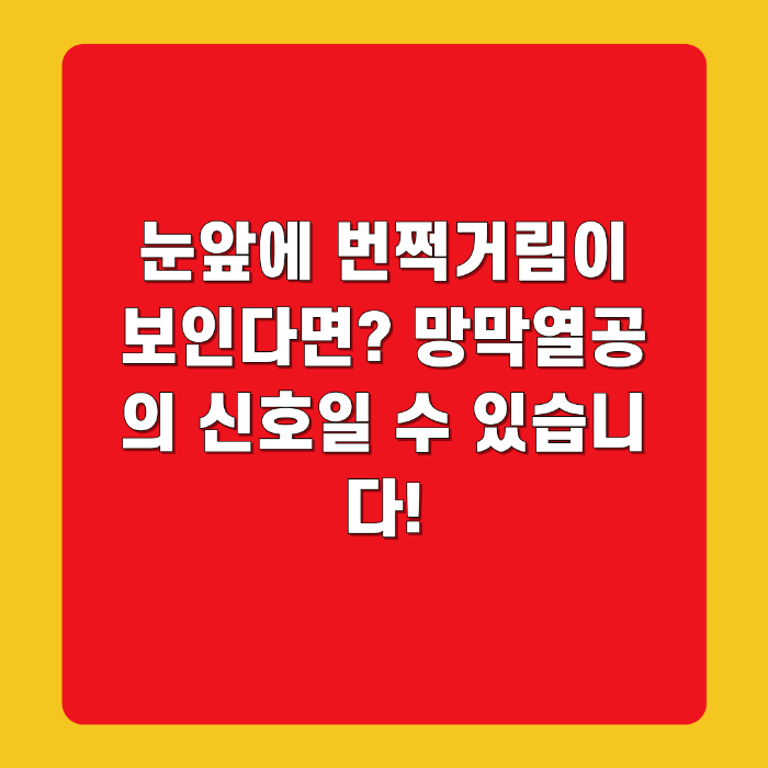 눈앞에 번쩍거림이 보인다면? 망막열공의 신호