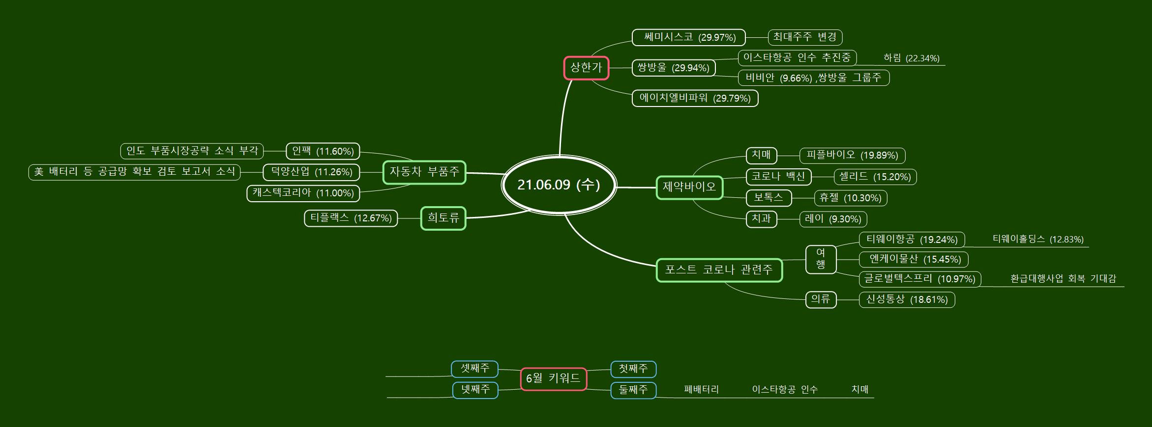  21.06.09 (수) 오늘의 상한가 , 수급 , 시황,  상승종목 및 급등종목