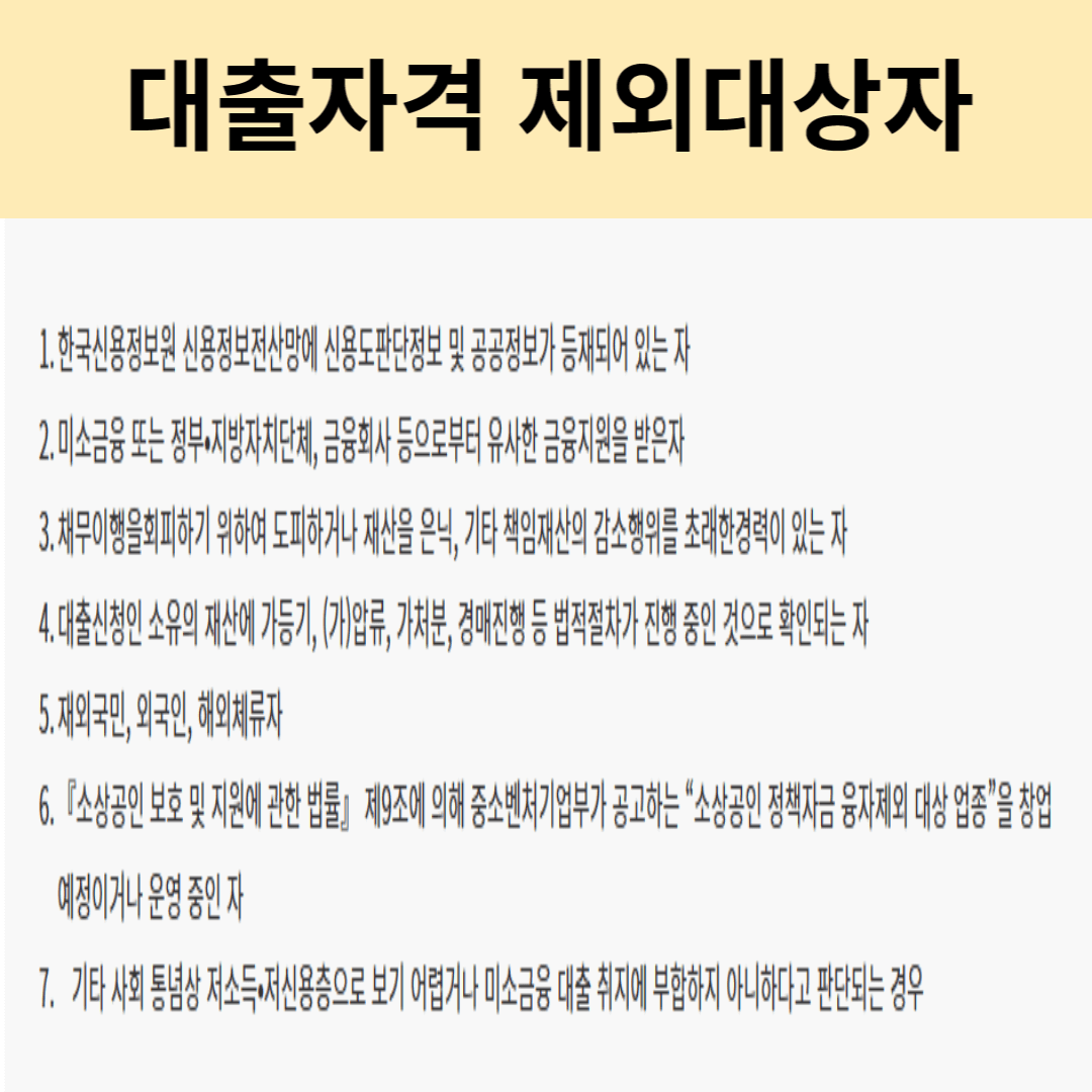 미소금융 대출자격 제외자 설명